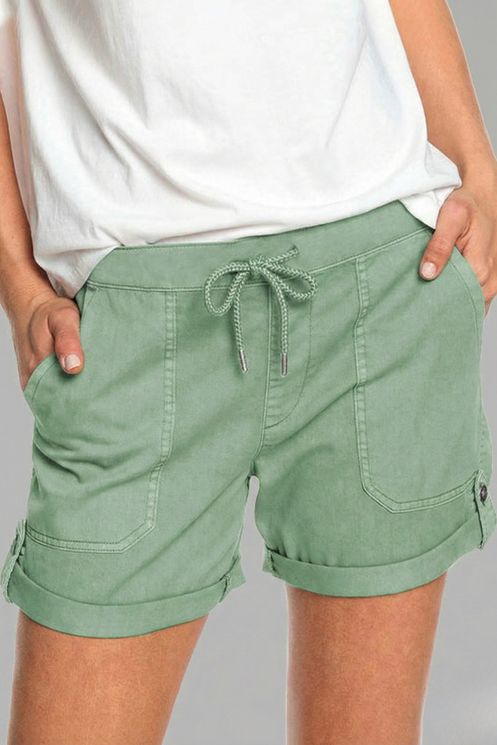 Astrid | Women’s Light Blue Drawstring Casual Pocket Shorts