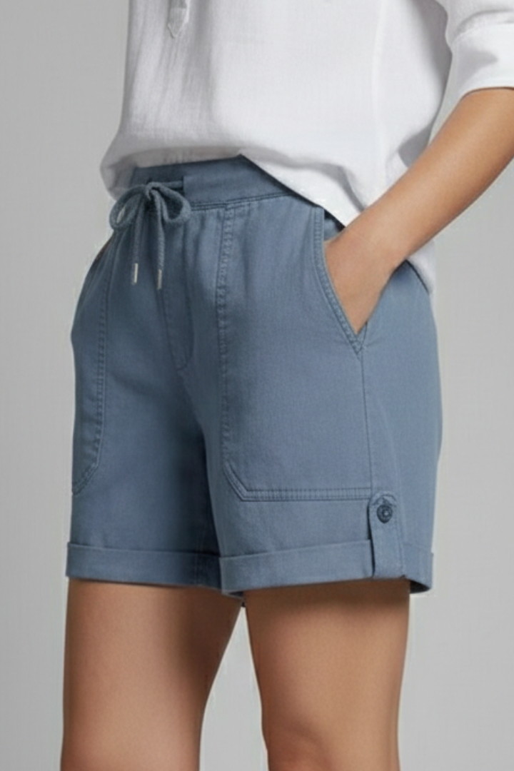 Astrid | Women’s Light Blue Drawstring Casual Pocket Shorts