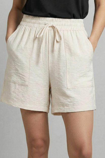 Alethea | Women’s Elastic Waist Casual Drawstring Shorts in Black