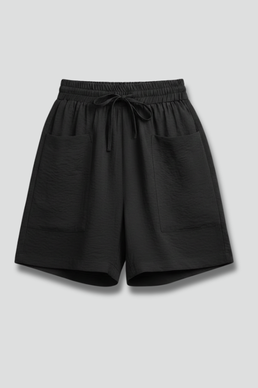 Alethea | Women’s Elastic Waist Casual Drawstring Shorts in Black