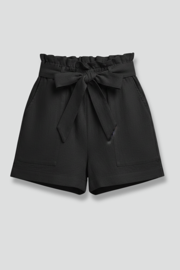 Astrid | Women's Shorts Tie Waist Pockets Black