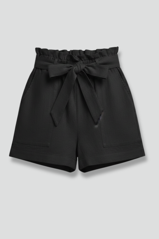 Astrid | Women's Shorts Tie Waist Pockets Black