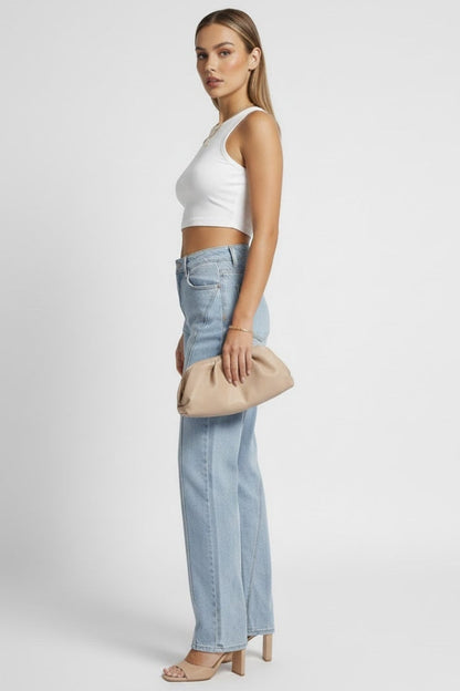 Alethea | Light Blue High-Waist Classic Straight-Leg Denim Jeans
