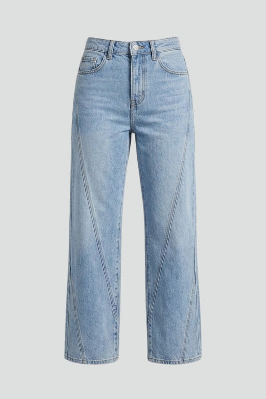 Alethea | Light Blue High-Waist Classic Straight-Leg Denim Jeans
