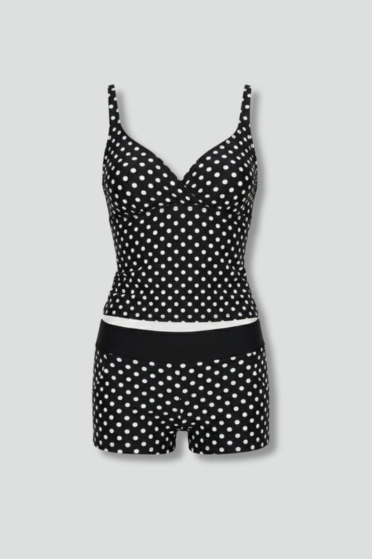 Calista | Women’s Polka Dot Wrap Top Tankini Set with Shorts