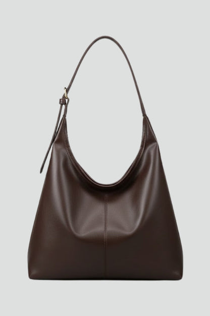 Astrid | Women’s Classic Tote Bag with Faux Outer and Large Inner Pocket - Rich Brown Soft Leather