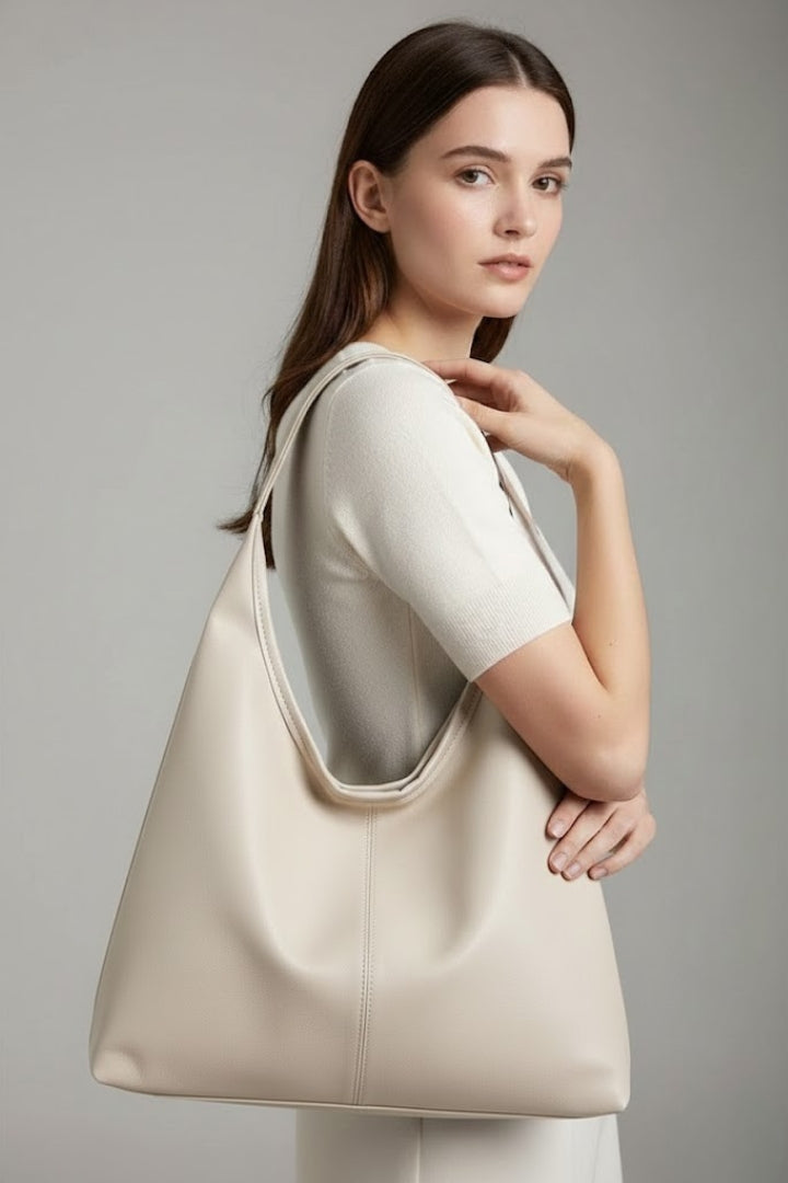 Astrid | Women’s Classic Tote Bag with Faux Outer and Large Inner Pocket - Rich Brown Soft Leather