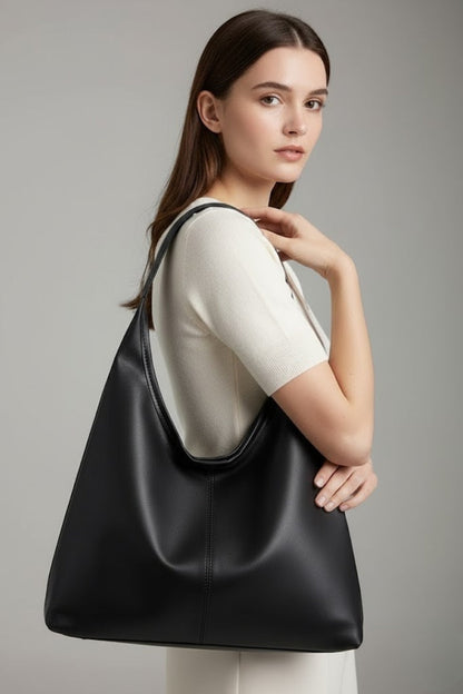 Astrid | Women’s Classic Tote Bag with Faux Outer and Large Inner Pocket - Rich Brown Soft Leather