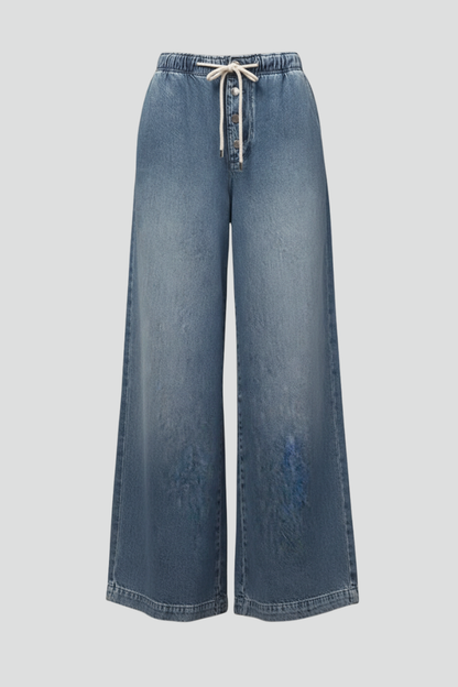 Astrid | Women’s Relaxed Wide-Leg Drawstring Light Blue Denim Jeans
