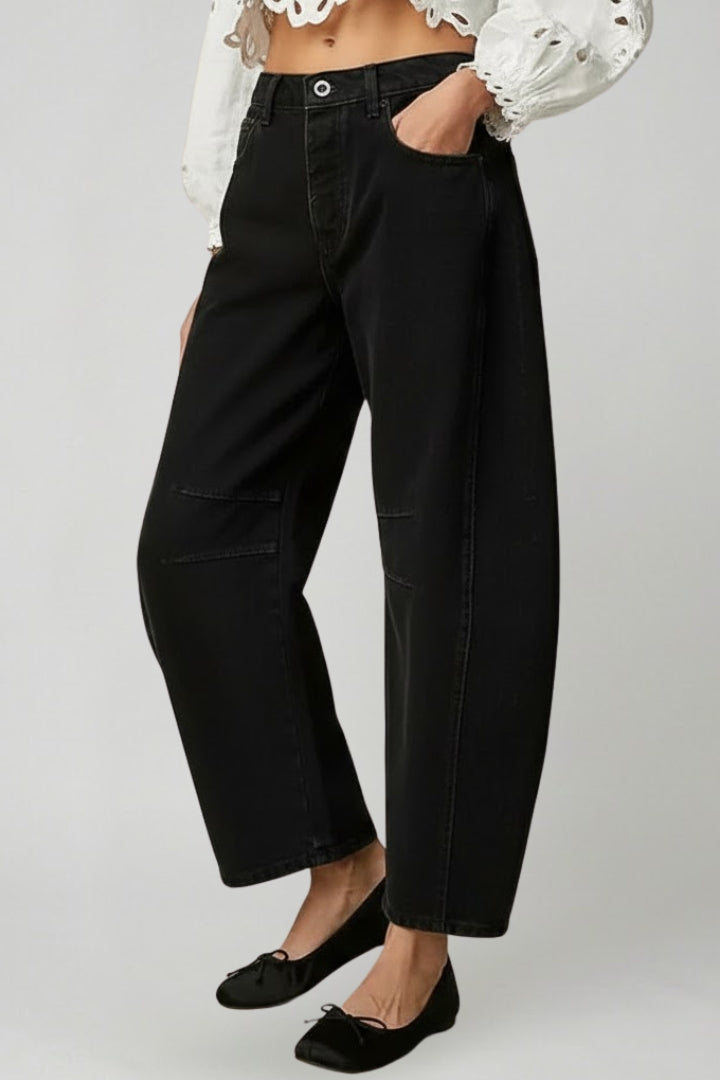 Women’s Casual Mid-Waist Black Slim Fit Denim Jeans