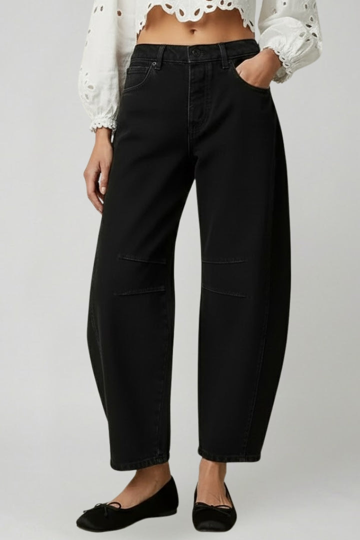 Women’s Casual Mid-Waist Black Slim Fit Denim Jeans