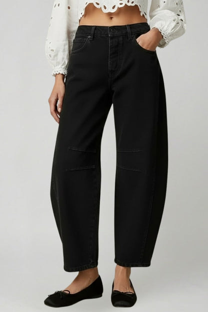 Women’s Casual Mid-Waist Black Slim Fit Denim Jeans
