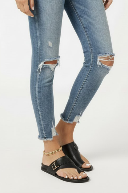 Calista | Women’s Summer Black Leather Sandals With Buckle Finish