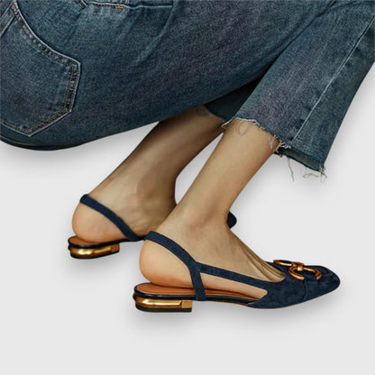 Calista | Elegant Navy Suede Comfortable Sandals