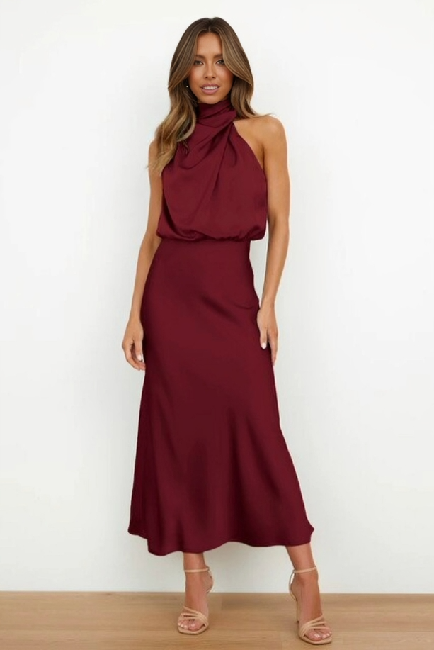 Lumina | Women’s Chic Halter Evening Dress in Sage Green