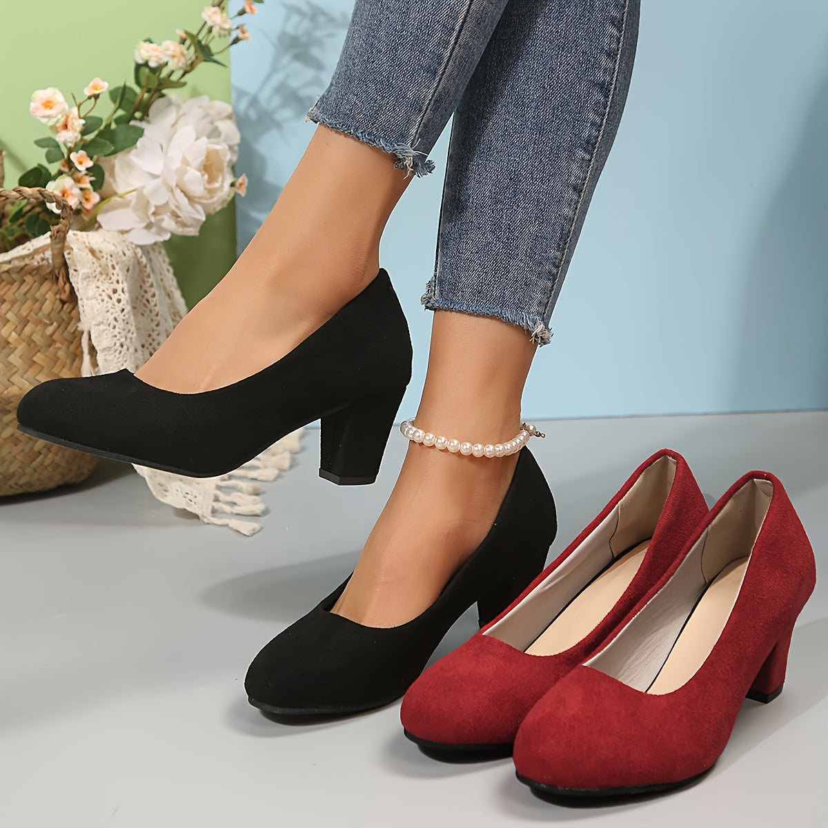 Calantha | Black Suede Orthopedic Heels