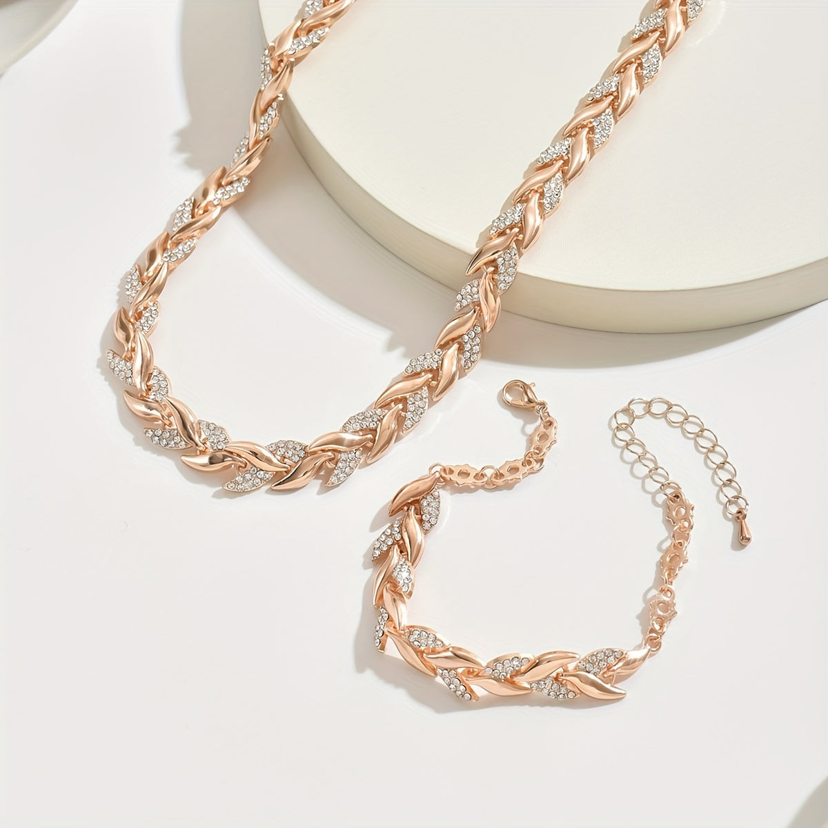 Calanta | Rose Gold Rhinestone Fish Tail Set