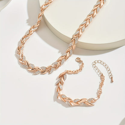 Calanta | Rose Gold Rhinestone Fish Tail Set