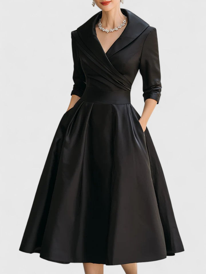 Astrid | Luxury Black Elegant Midi Dress