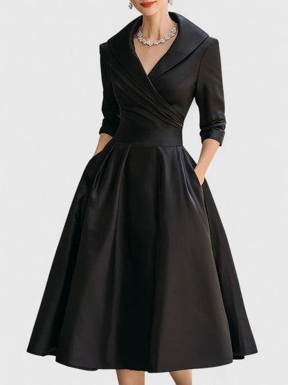 Astrid | Luxury Black Elegant Midi Dress