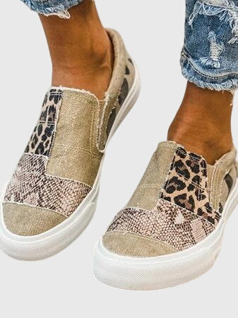 Calantha | Tan Animal Print Pain-Relief Slip-On Shoes