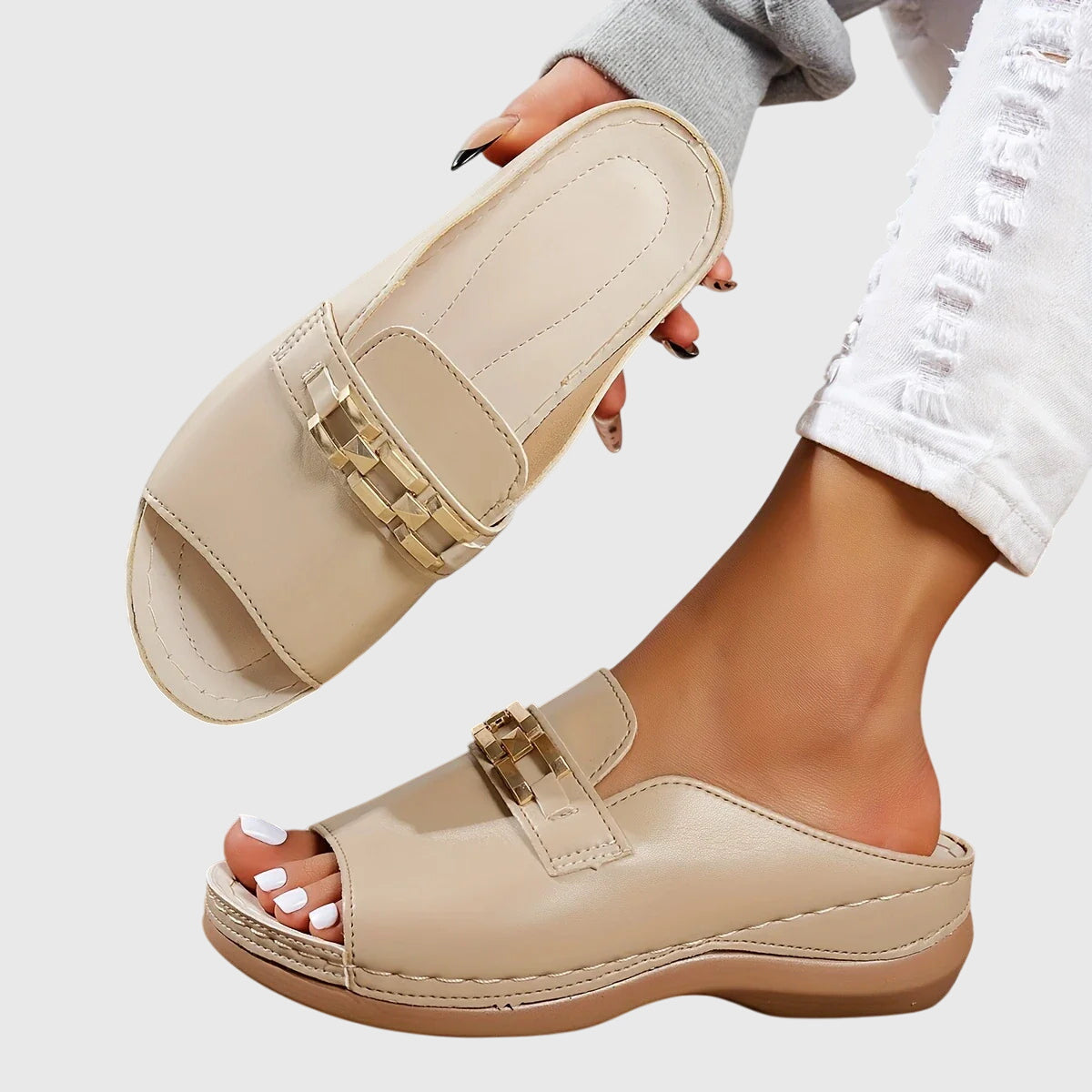 Adriana | Blush Suede Orthopedic Sandals