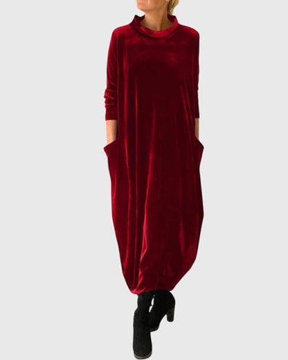 Alethea | Elegant Velvet Dark Green Dress