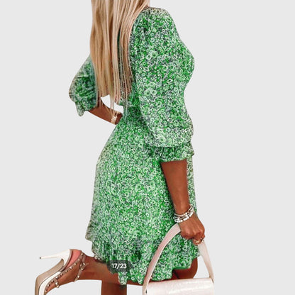 Calista | Blue Floral Puff Sleeve Dress