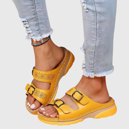 Calantha | Light Blue Orthopedic Leather Sandals