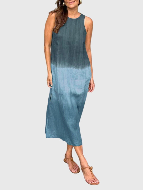Calista | Elegant Ombre Linen Stylish Print Dress