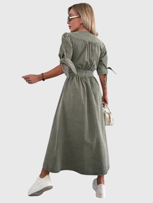 Alethea | Blush Elegant Denim Dress