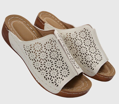 Calista | Brown Cutout Orthopedic Sandals