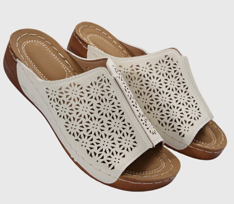 Calista | Brown Cutout Orthopedic Sandals
