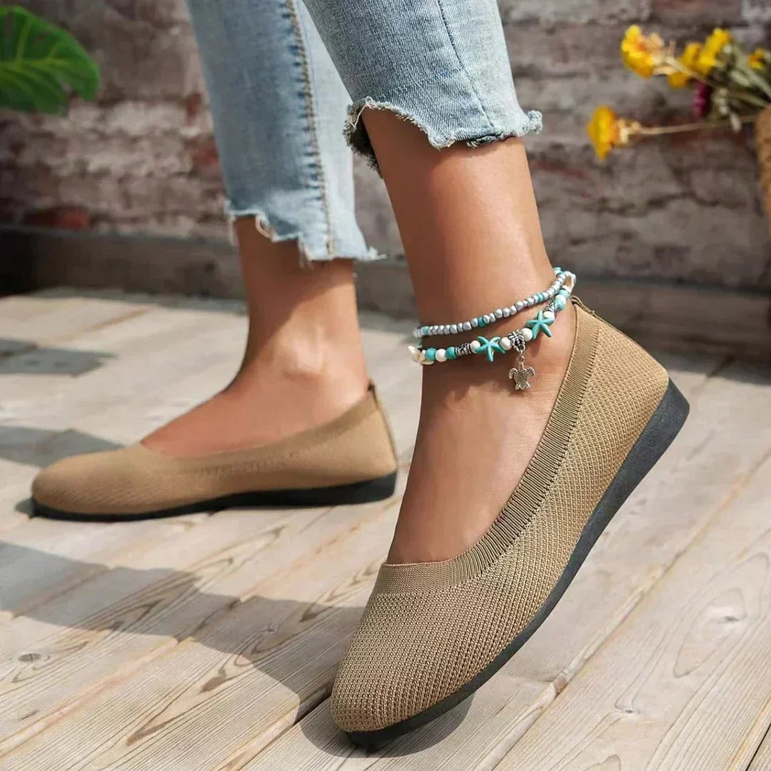 Calista | Beige Knit Anti-Slip Breathable Shoes