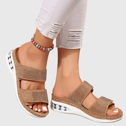 Alethea | Navy Blue Double Strap Orthopedic Comfort Sandal