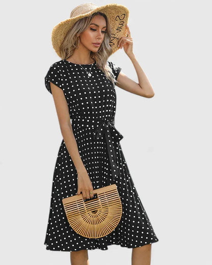 Calantha | Blush Polka Dot Elegant Dress