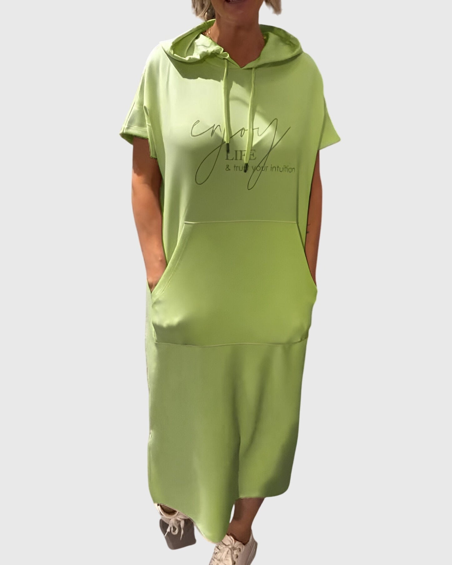 Alethea | Silk Casual Hoodie Dress in Burnt Orange