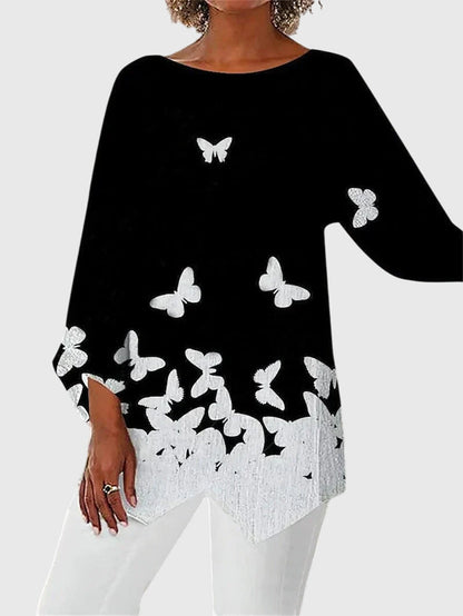 Calista | Black Elegant Asymmetrical Butterfly Top with Glitter