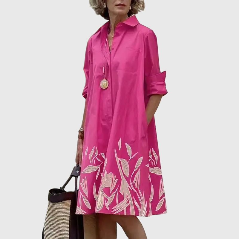 Willow | Elegant Coral Red Dress With Pockets