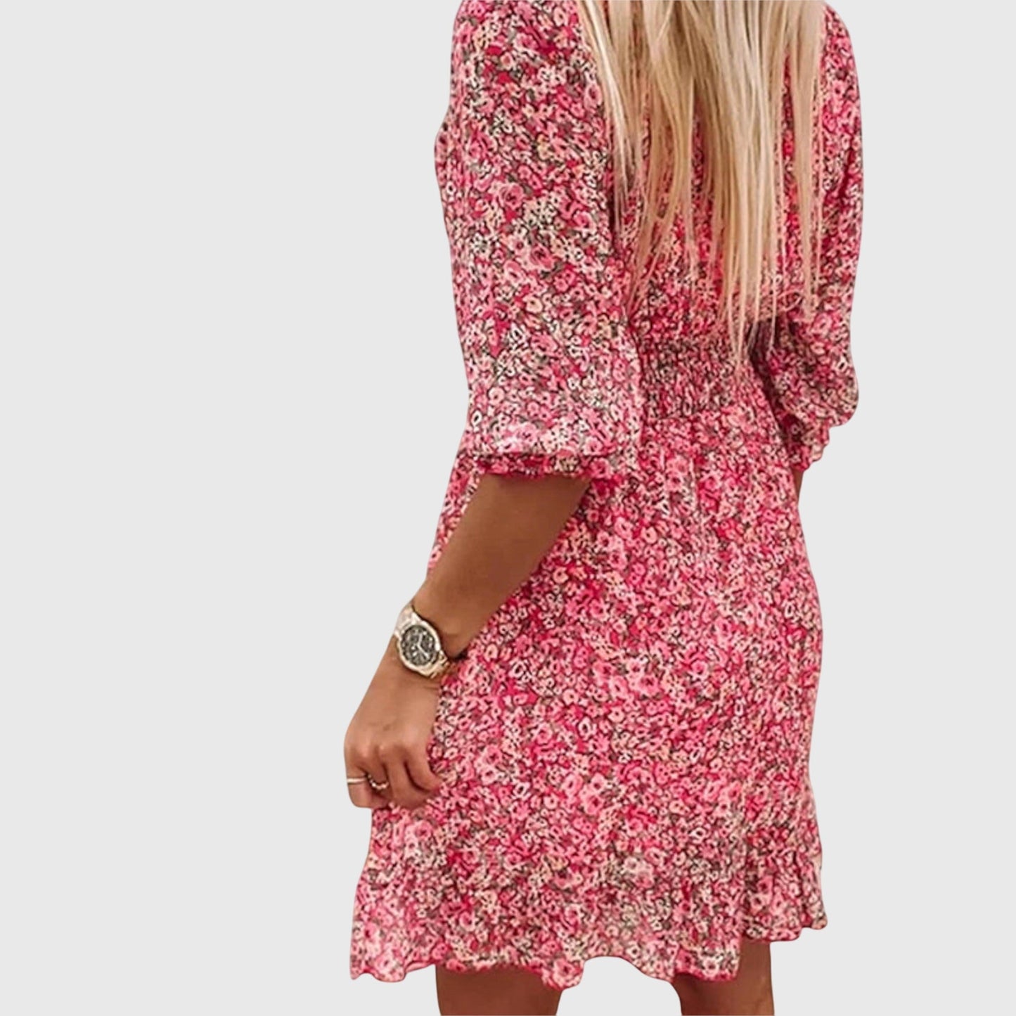Calista | Blue Floral Puff Sleeve Dress