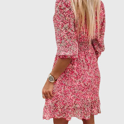 Calista | Blue Floral Puff Sleeve Dress