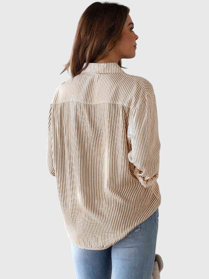 Calista | Striped Collared Neck Shirt