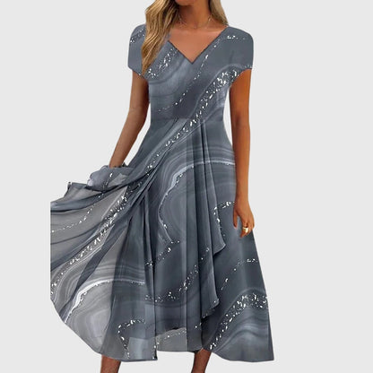 Calantha | Elegant Blue Flowing Midi Dress