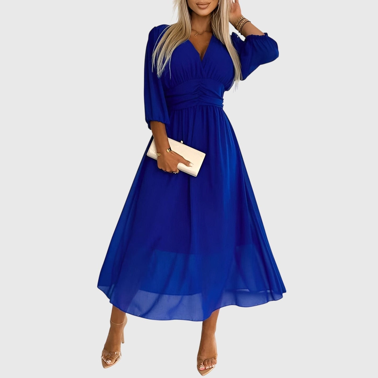 Astrid | Royal Blue Lightweight Silky Chiffon Dress