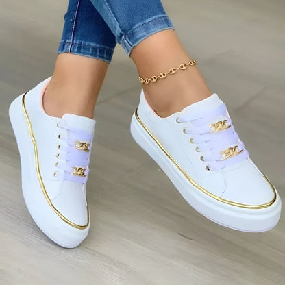 Calista | White Gold-Trimmed StyliSh Orthopedic Women’s Sneakers