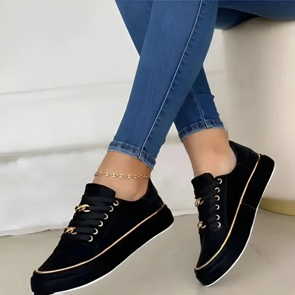 Calista | White Gold-Trimmed StyliSh Orthopedic Women’s Sneakers