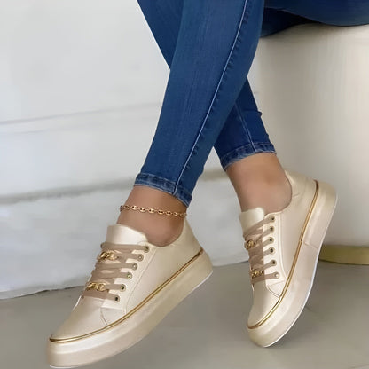 Calista | White Gold-Trimmed StyliSh Orthopedic Women’s Sneakers
