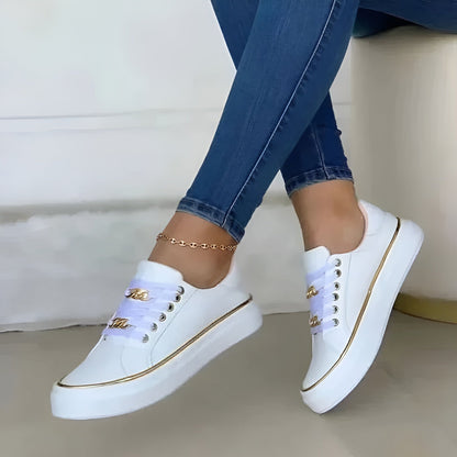 Calista | White Gold-Trimmed StyliSh Orthopedic Women’s Sneakers