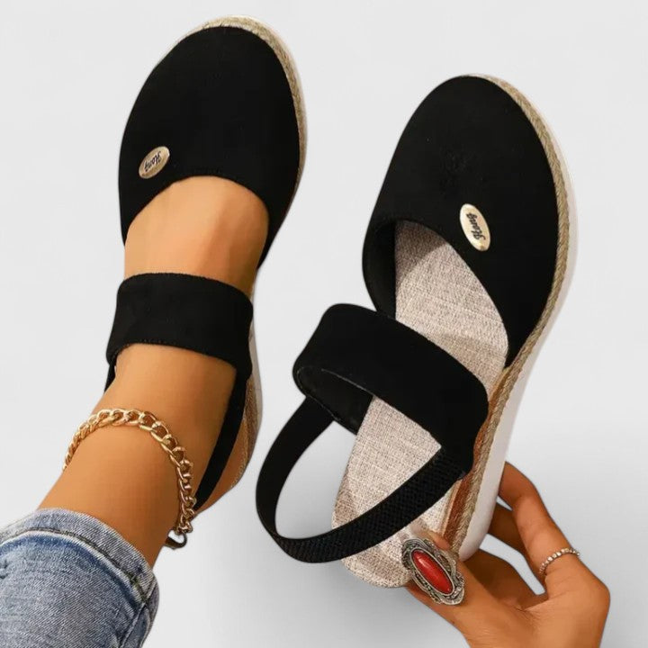 Calista | Black Suede Sophisticated Sandals