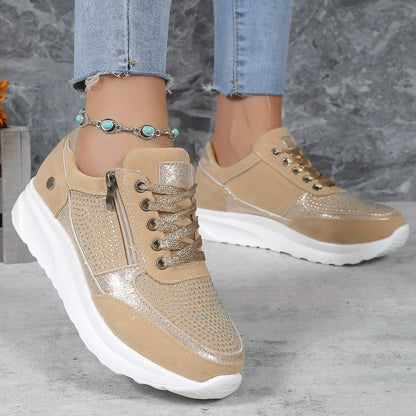 Evelyn | Women's Navy Blue Lace Up Platform Sneakers